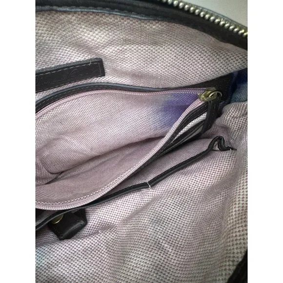 Dooney & Bourke Dillen Crocodile Double Pocket Satchel Navy distressed